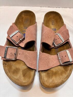 Birkenstock Rose Pink Suede Double Buckle Sandals Size 7